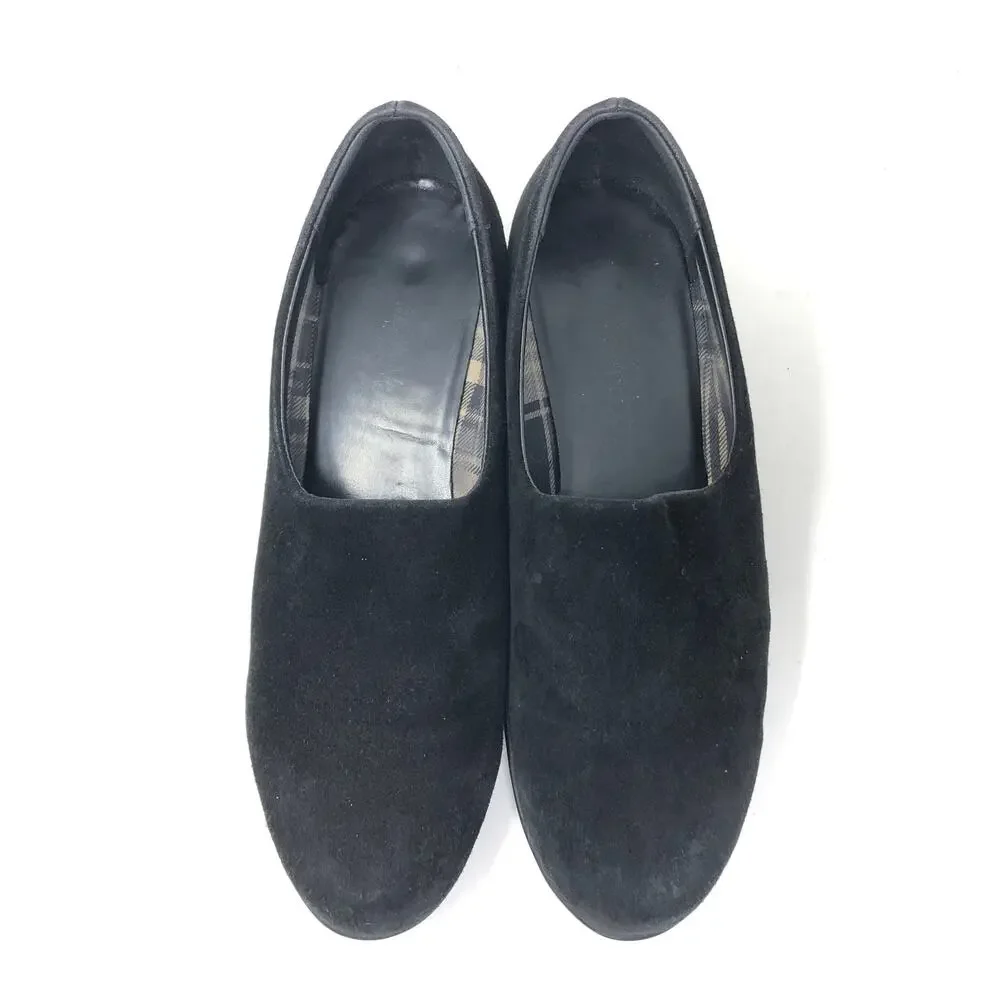 Aquatalia Violeta Wedge Loafer Womens Size 9 Black Suede‎ Comfort Heel
